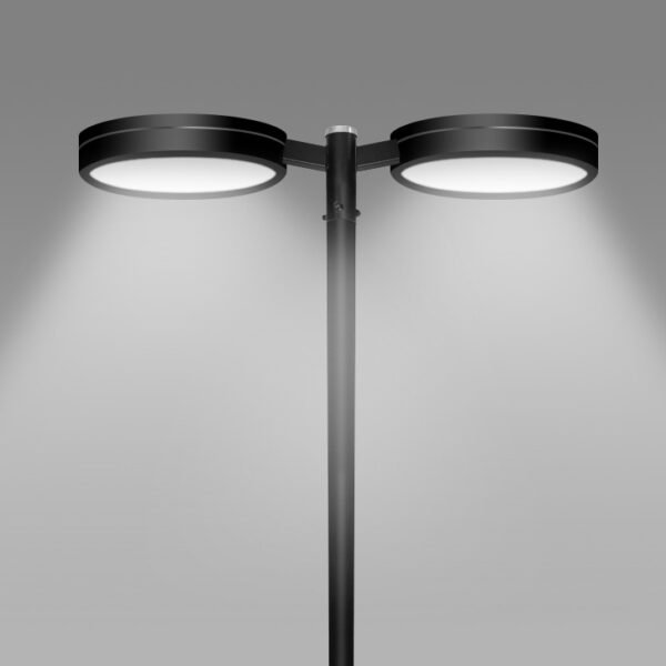 Poste com  Luminária LED redonda <br> PT 505 - Imagem 2