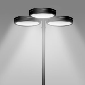 Poste 3 luminárias LED redondas <br> PT 535