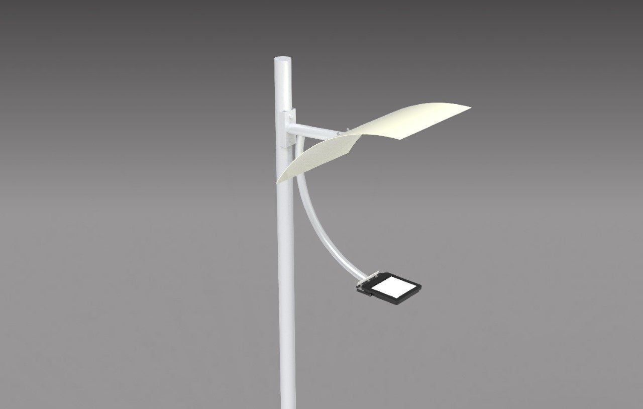 Poste decorativo com rebatedor PT 290, iluminação LED de alta performance, resistente e durável. Ideal para áreas externas.